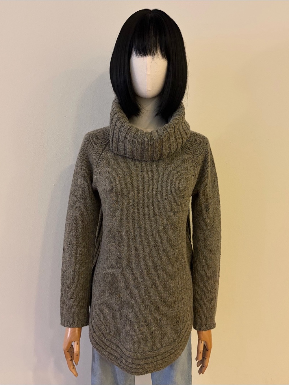 NWOT Cynthia Rowley Wool Blend Turtleneck Sweater Side Zips Gray Speckled S